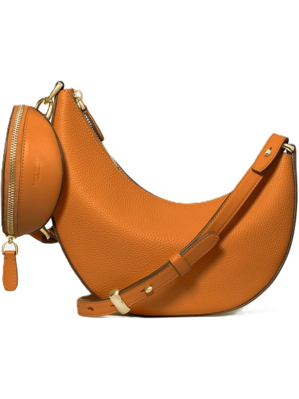 Women's Baked Amber Leather Duo Crossbody Bag Adjustable Strap Shoulder Purse